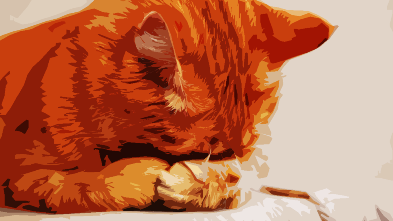 an illustration of a cat with her head in her paws