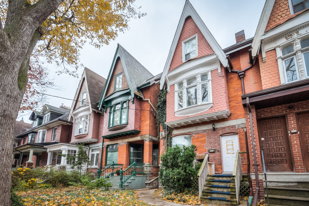 red brick row houses in Toronto