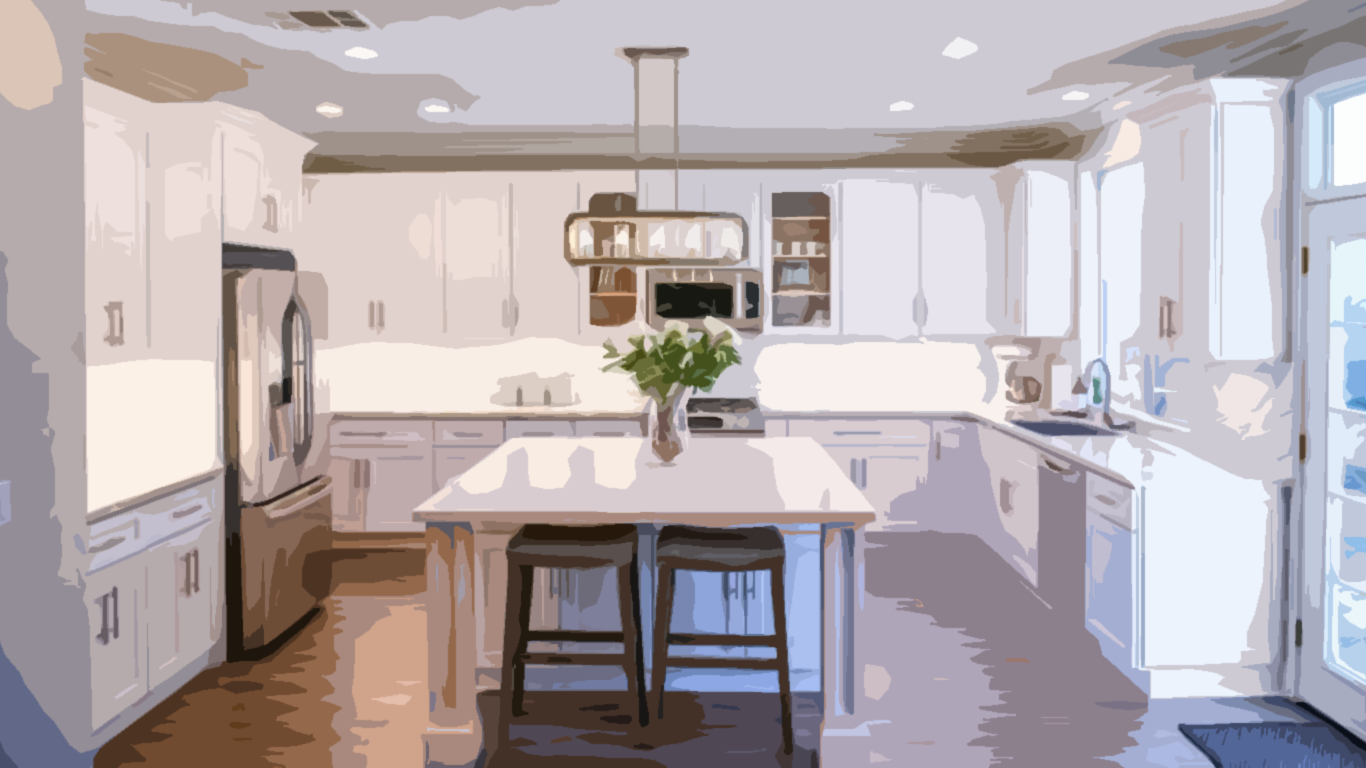 illustration of a beautiful white kitchen