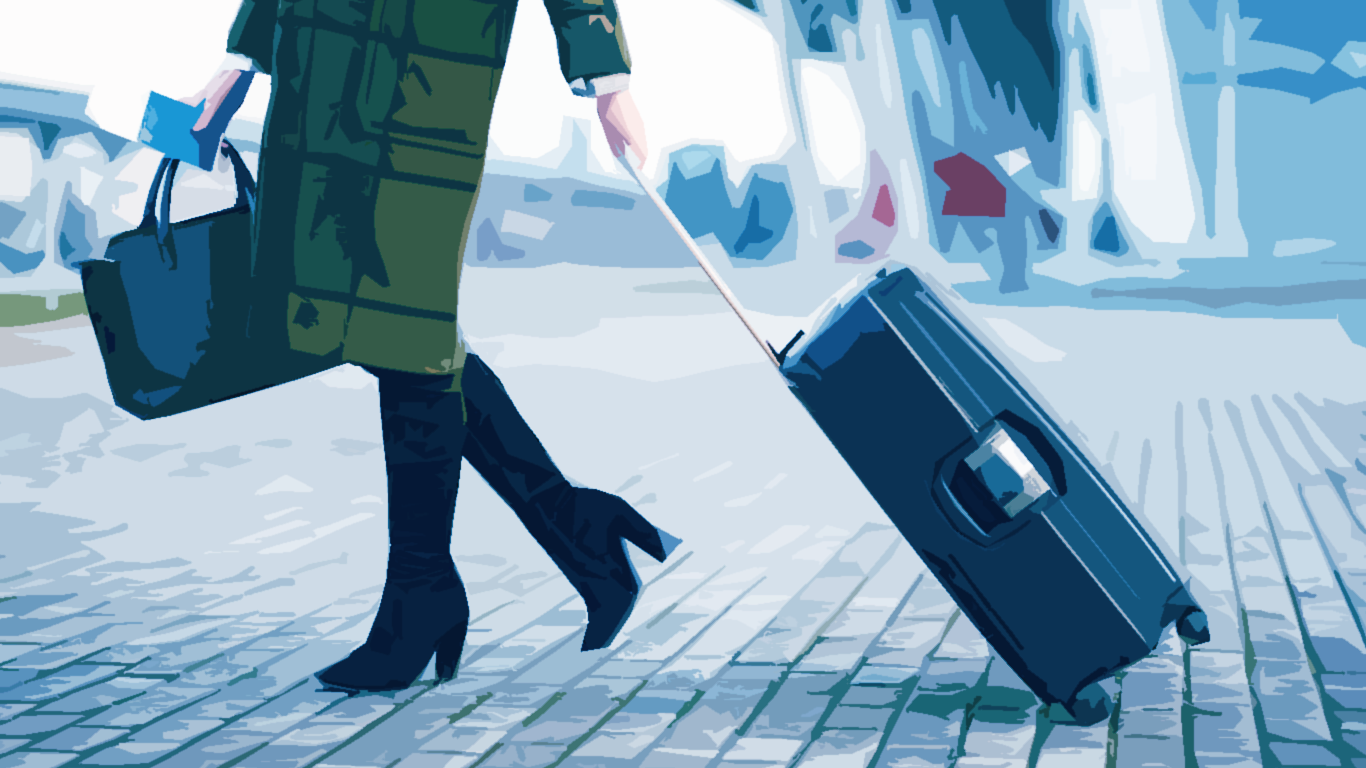 illustration of a woman pulling a suitcase