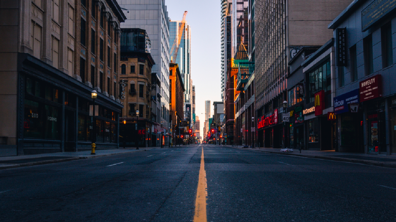 Empty city street in Toronto