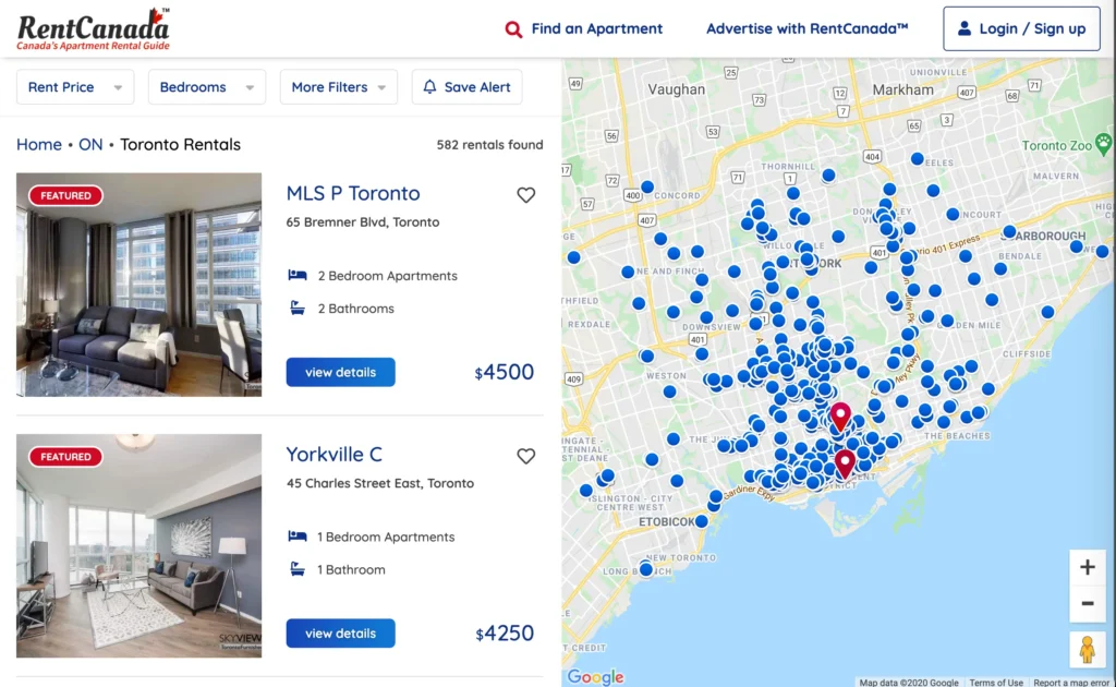 Screenshot of RentCanada