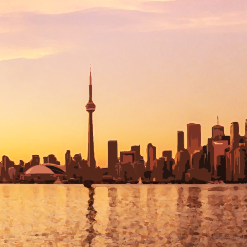 illustration of Toronto skyline as seen from the Toronto Island