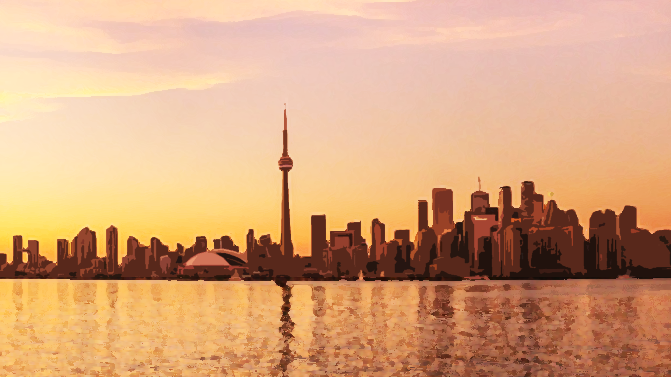 illustration of Toronto skyline as seen from the Toronto Island
