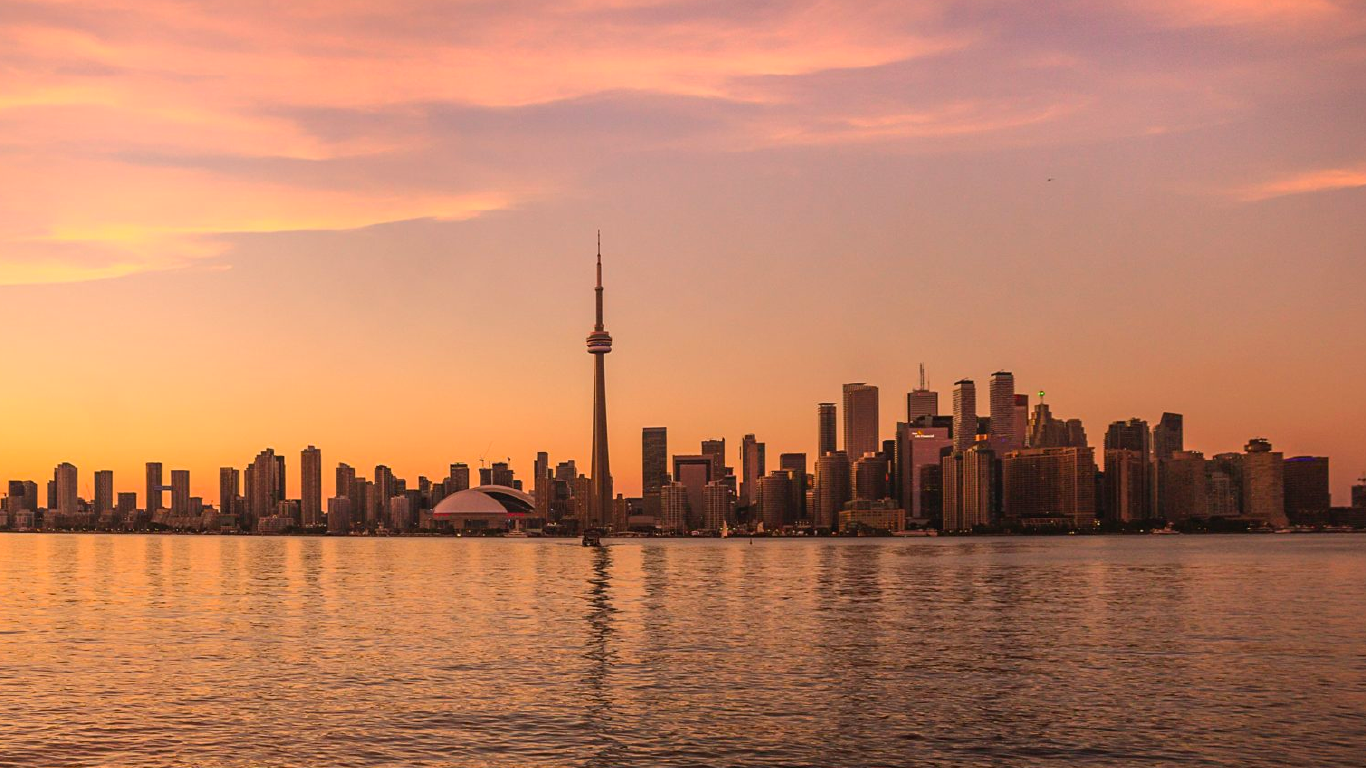 Toronto city skyline during golden hour