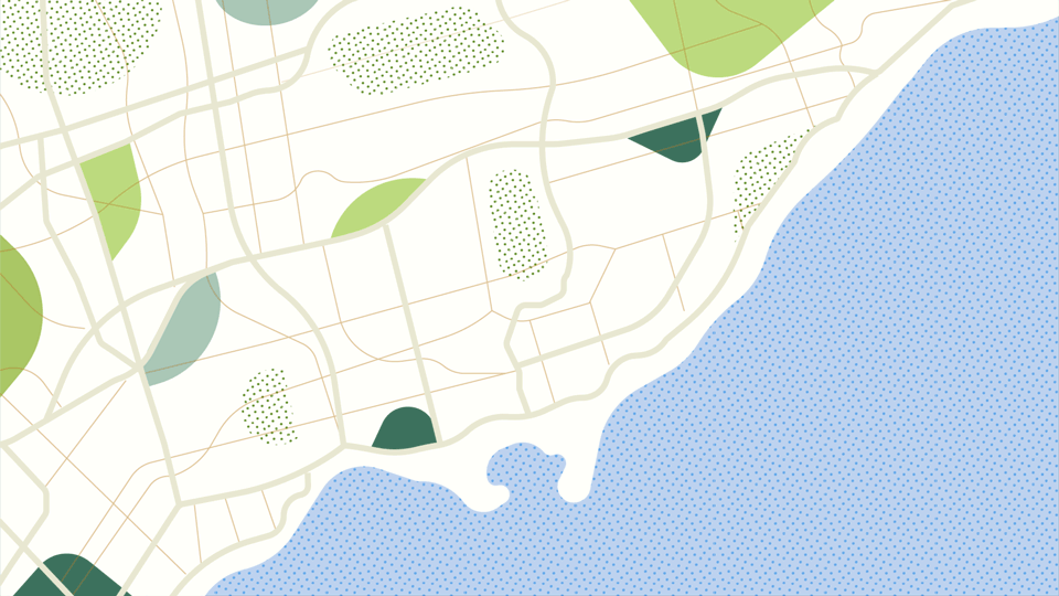 Toronto real estate listings animating on an illustrated map