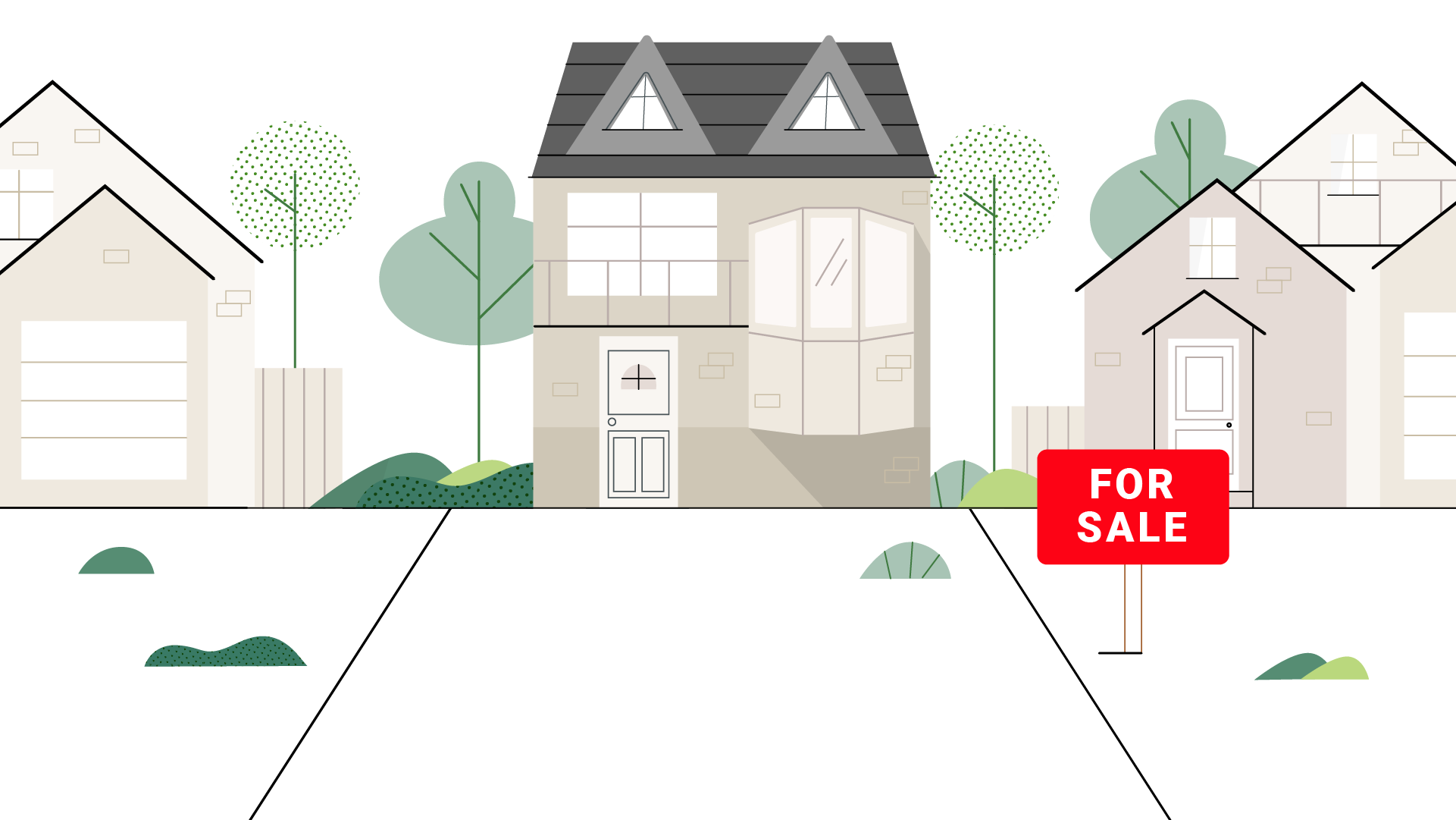 illustrated house with for sale sign