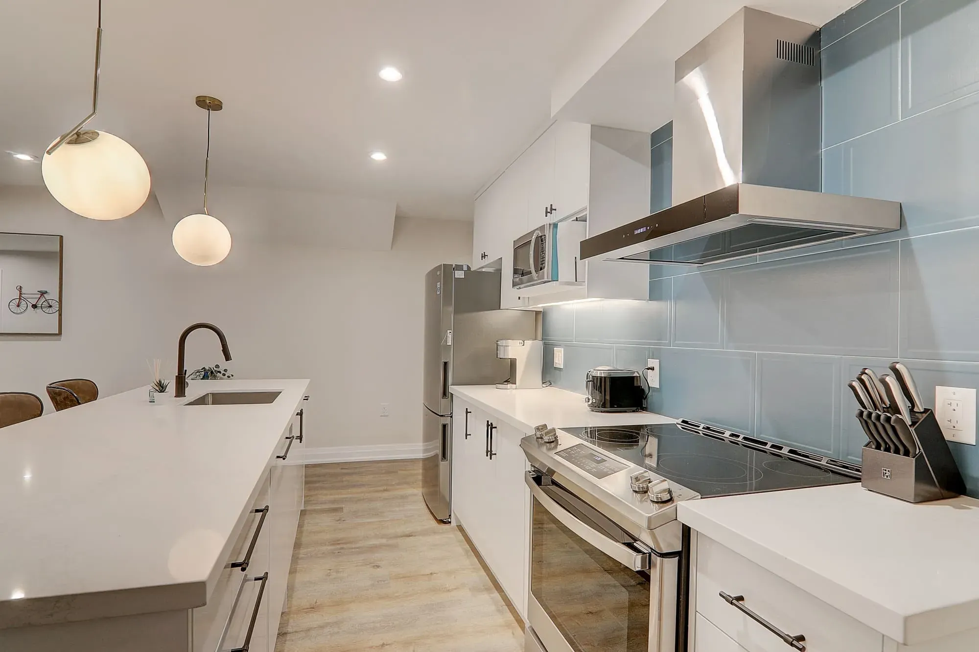 A kitchen with stainless steel appliances