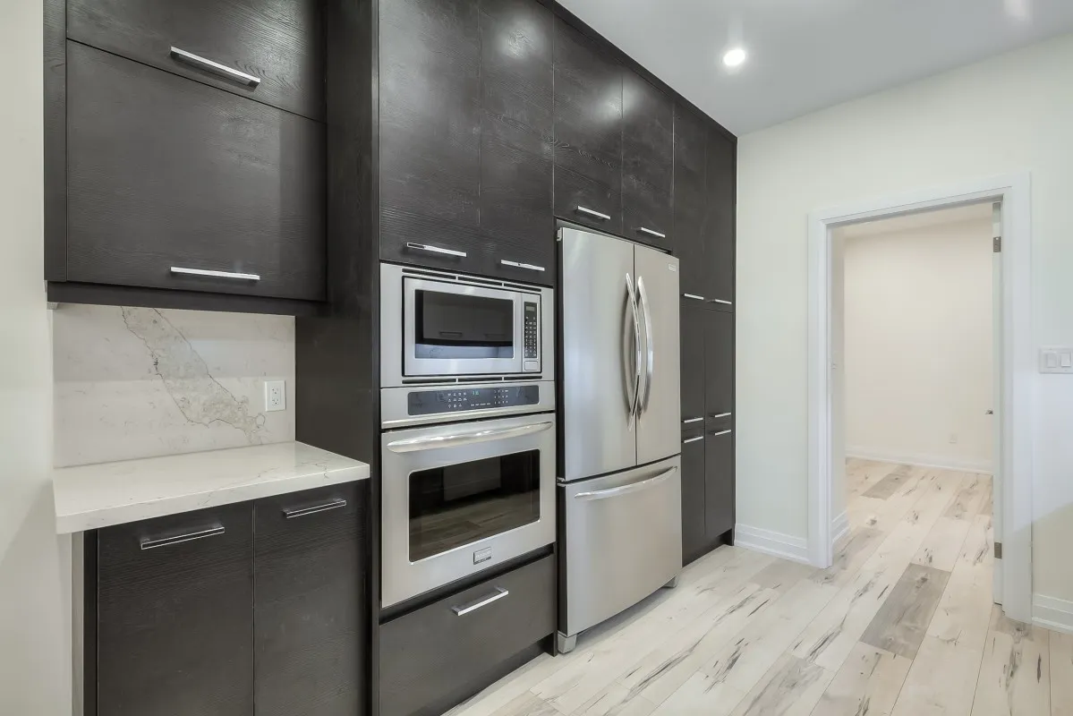 A kitchen with stainless steel appliances