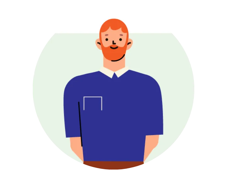 an illustration of a property manager standing with his hands behind his back.