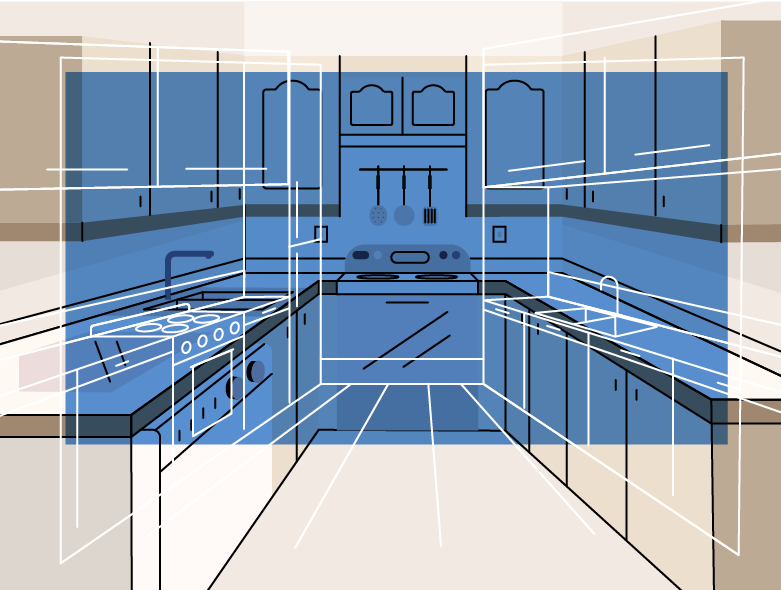 vector lines showing a kitchen project design