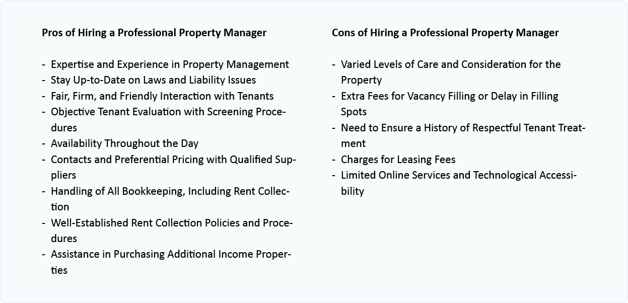 list of pros and cons of hiring a property management company