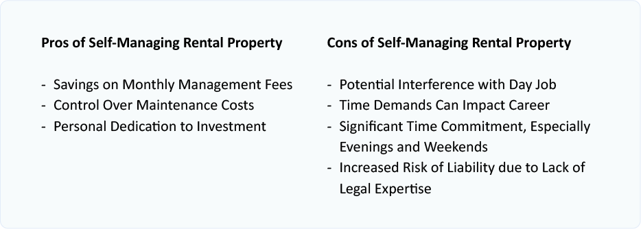 list of pros and cons of self managing rental property