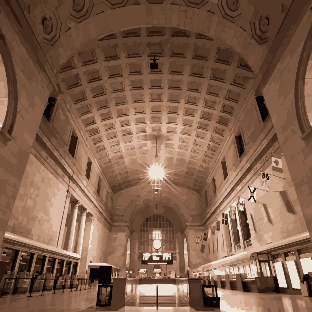 A large building with a large ceiling