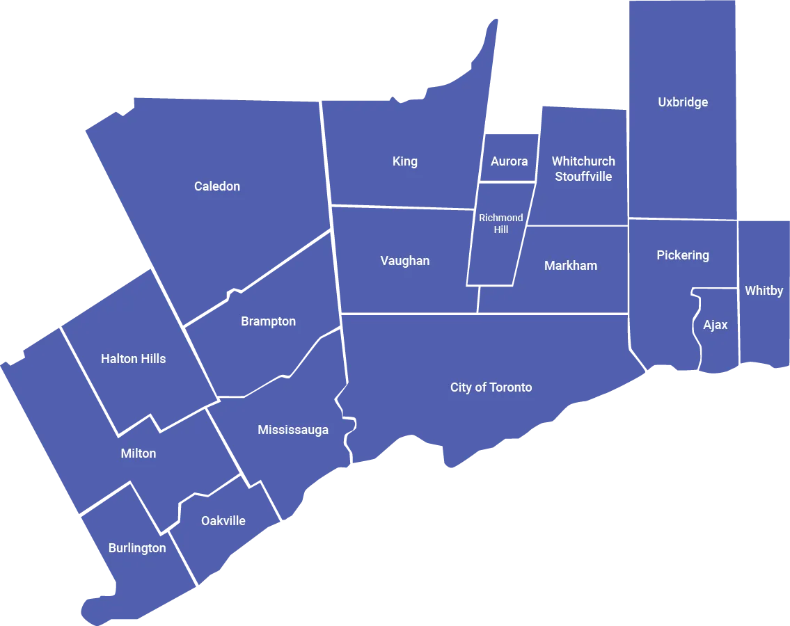 Map of the service area covered by our Property Management Company in Toronto