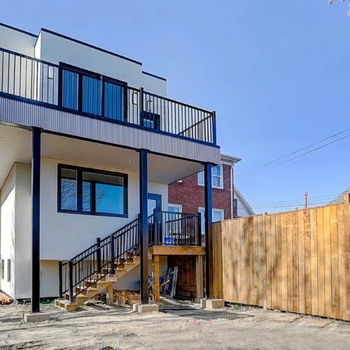 the rear view of a fourplex residence