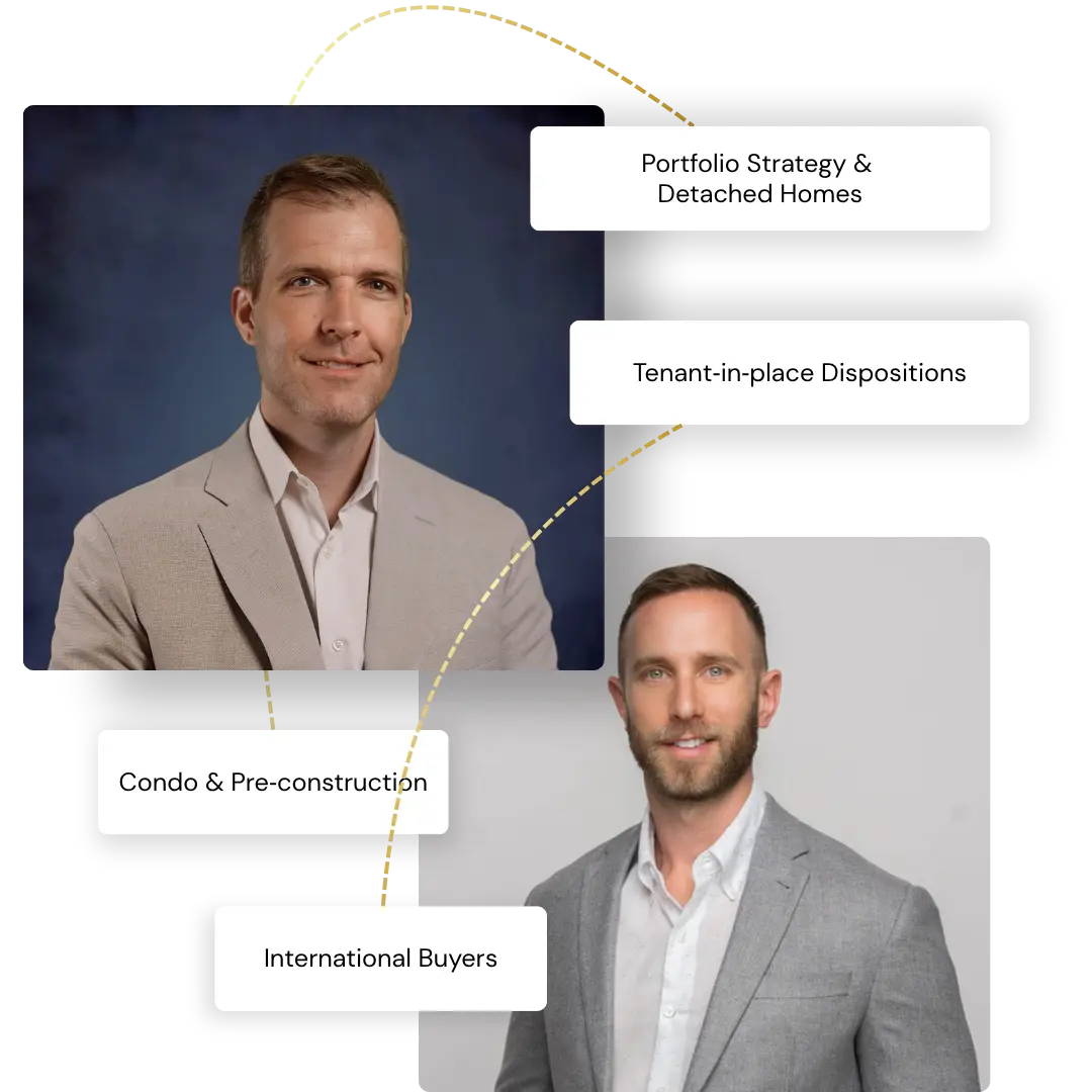 LandLord Realty team members specializing in portfolio strategy, tenant-in-place dispositions, condos, pre-construction, and international buyers.