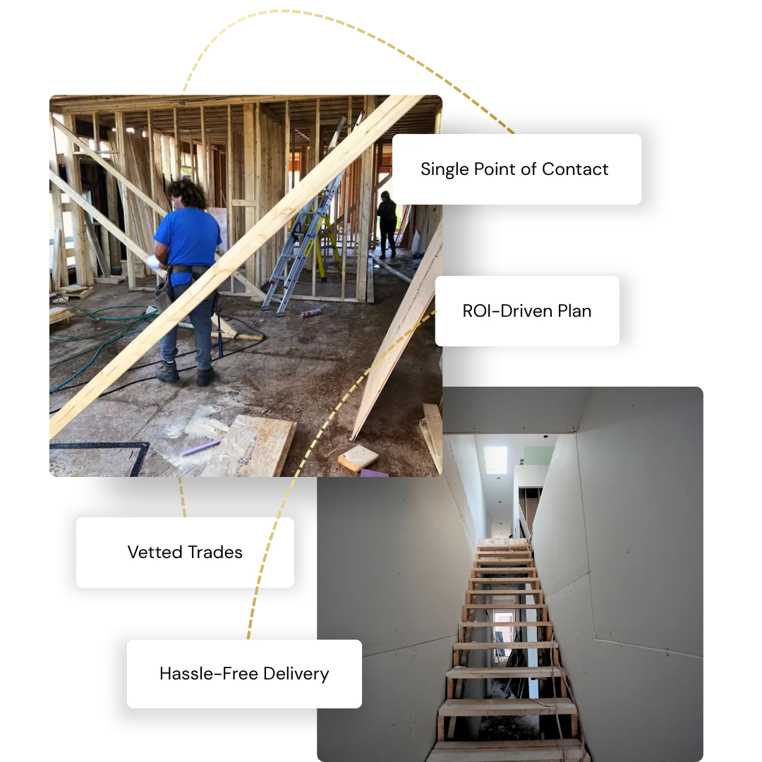 Construction framing project with vetted trades and ROI-driven planning by LandLord Renovations