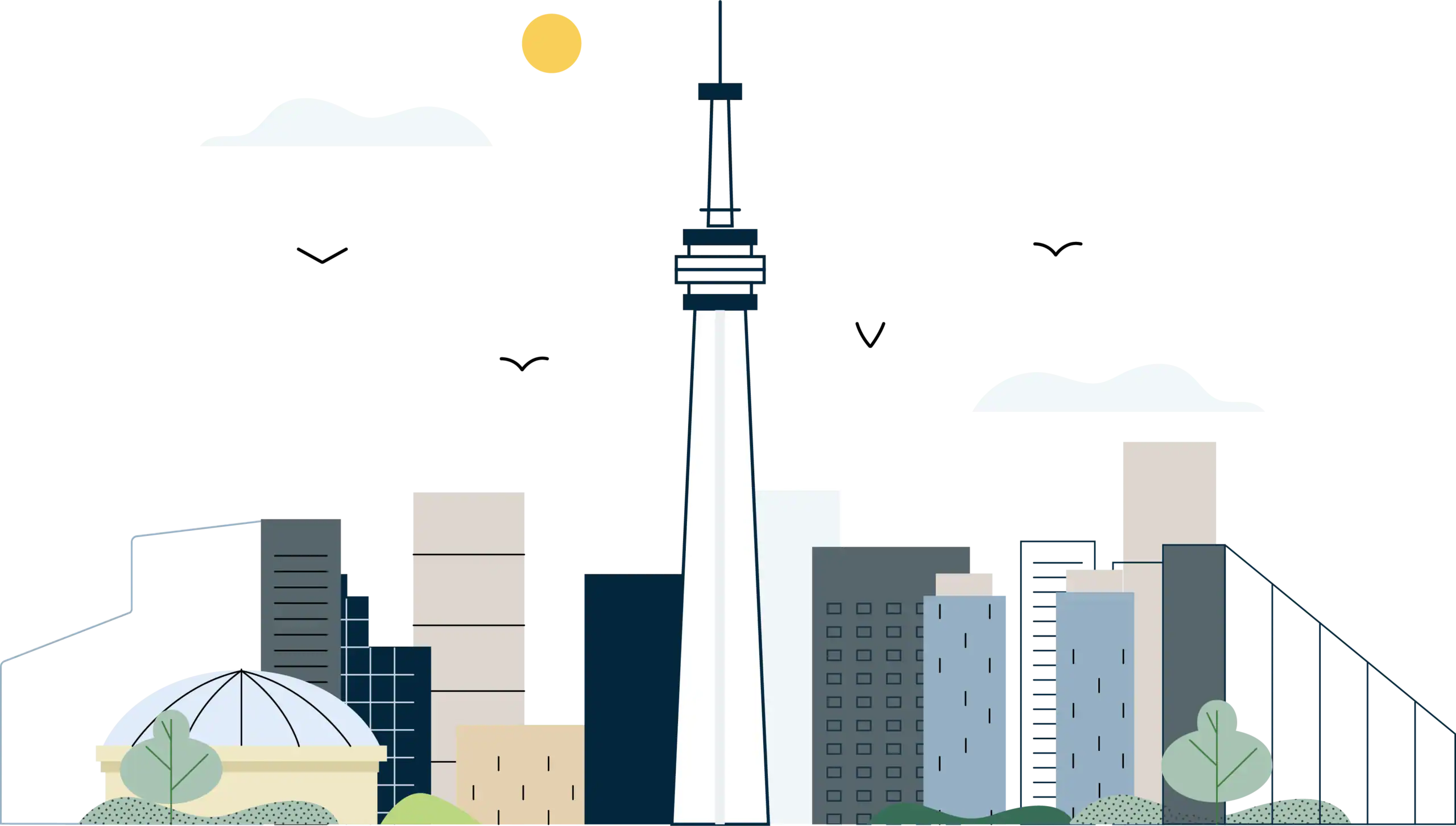 Illustration of Toronto skyline with CN Tower representing property management services.
