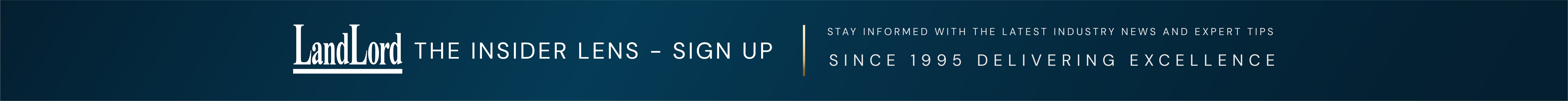 Banner with LandLord logo and text “The Insider Lens – Sign Up” promoting newsletter subscription for exclusive real estate insights.