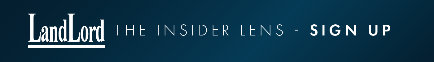 Banner with LandLord logo and text “The Insider Lens – Sign Up” promoting newsletter subscription for exclusive real estate insights.