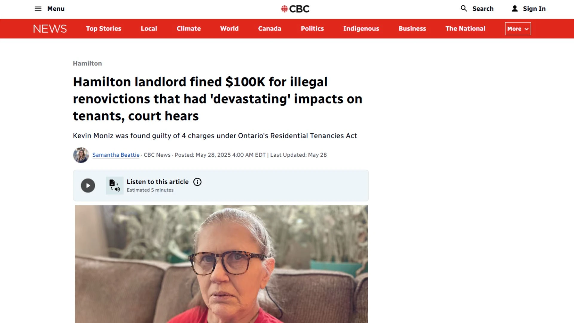 Hamilton Renoviction Property Management Company Found at Fault