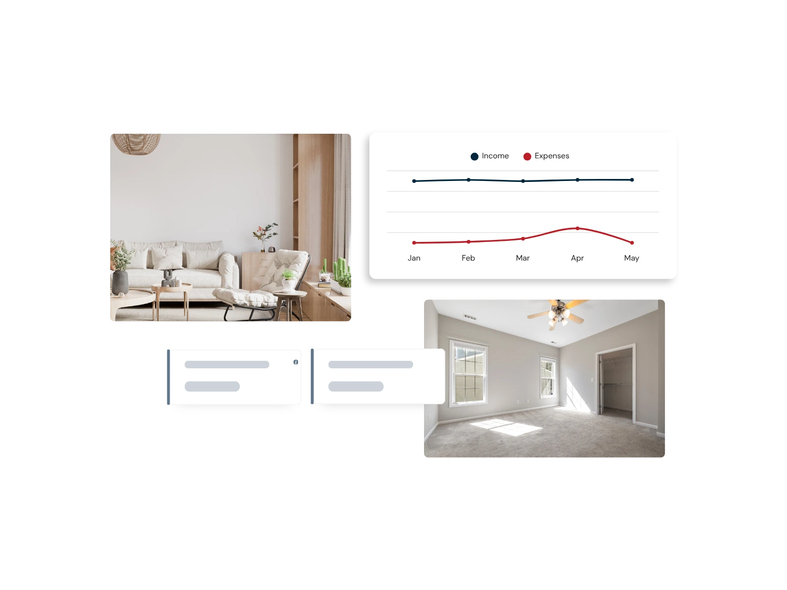 LandLord Client Portal analytics dashboard showing rental property portfolio performance