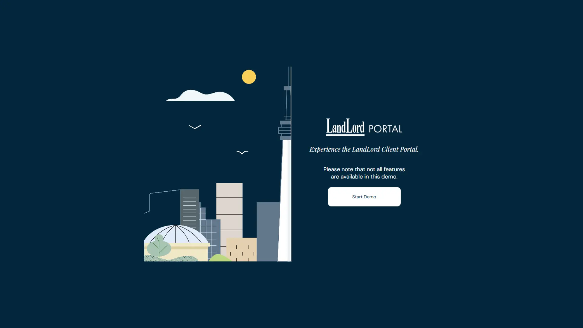 Preview of the LandLord Client Portal demo experience
